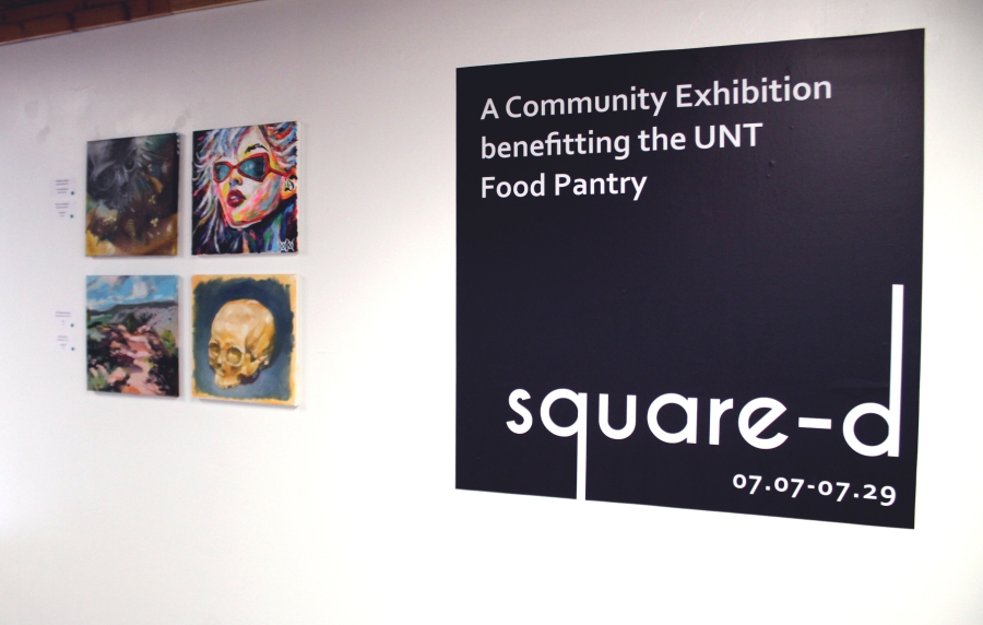 The square-d Community Art Exhibit benefiting The UNT Food Pantry @ UNT CoLAB 7/7 – 7/29 2023